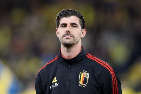 Thibaut Courtois in action for Belgium.