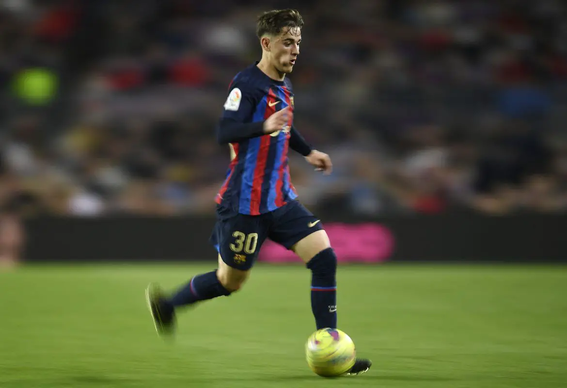 Gavi in action for Barcelona against Girona at Camp Nou.