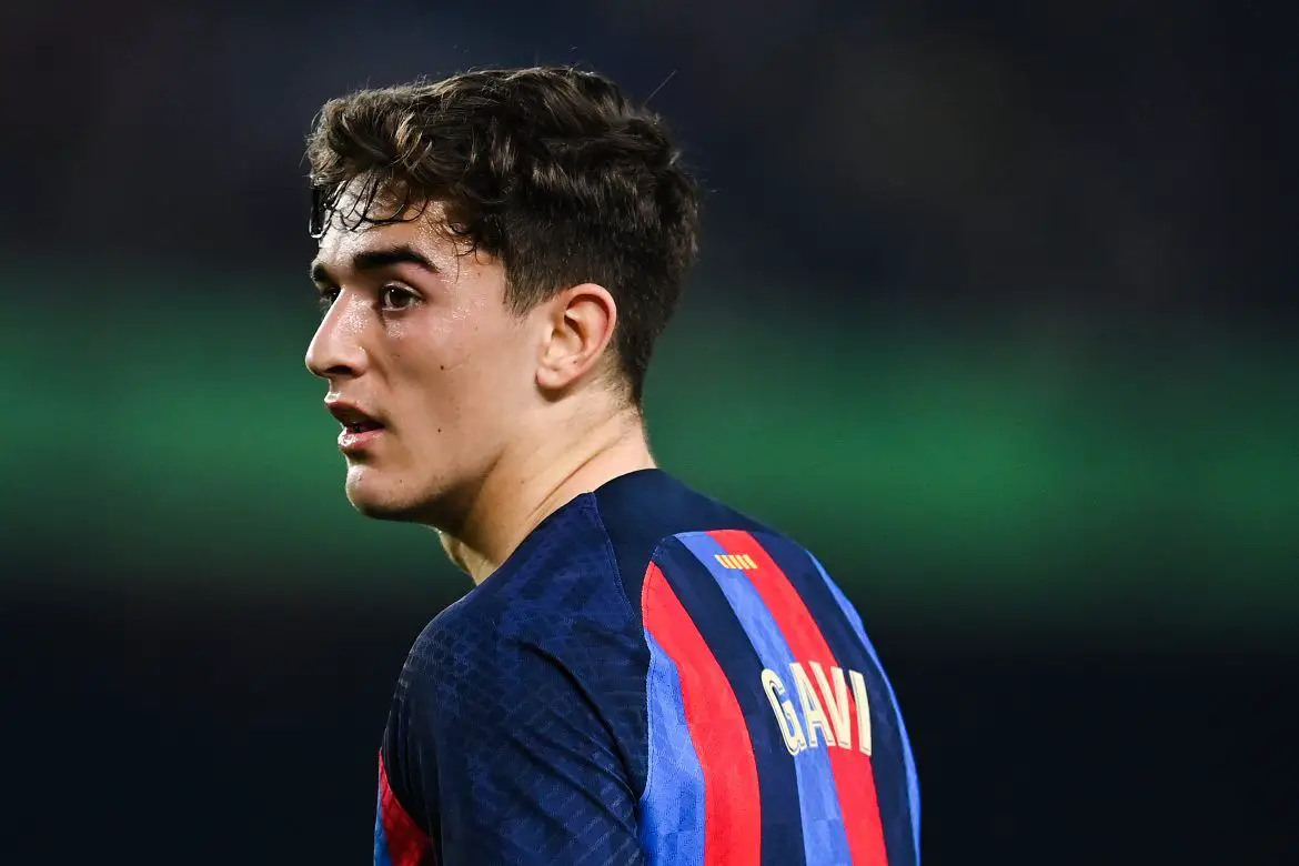 Gavi playing for Barcelona against Cádiz.