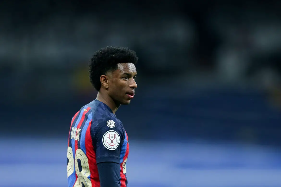 Alejandro Balde in action in Barcelona's Copa del Rey first leg against Real Madrid.