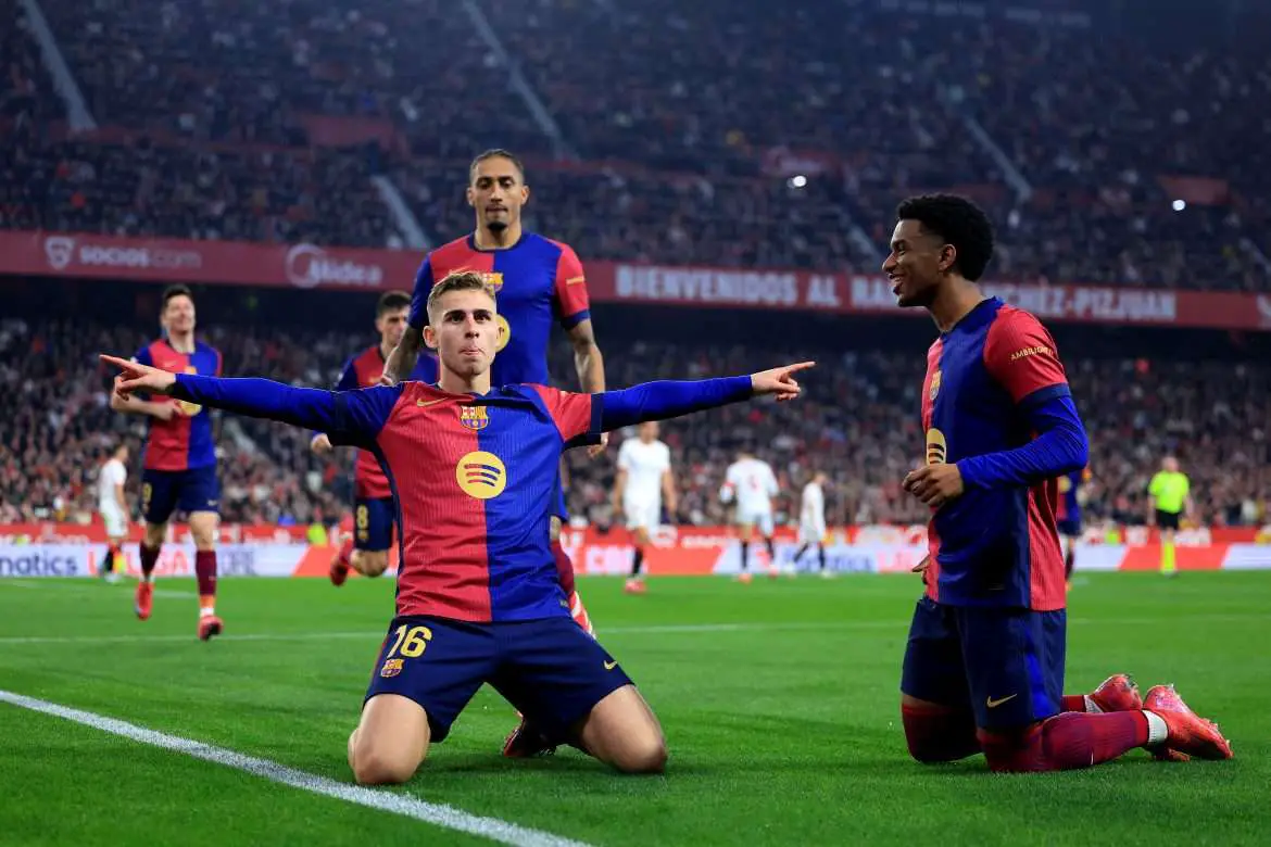 Fermin Lopez celebrates goal