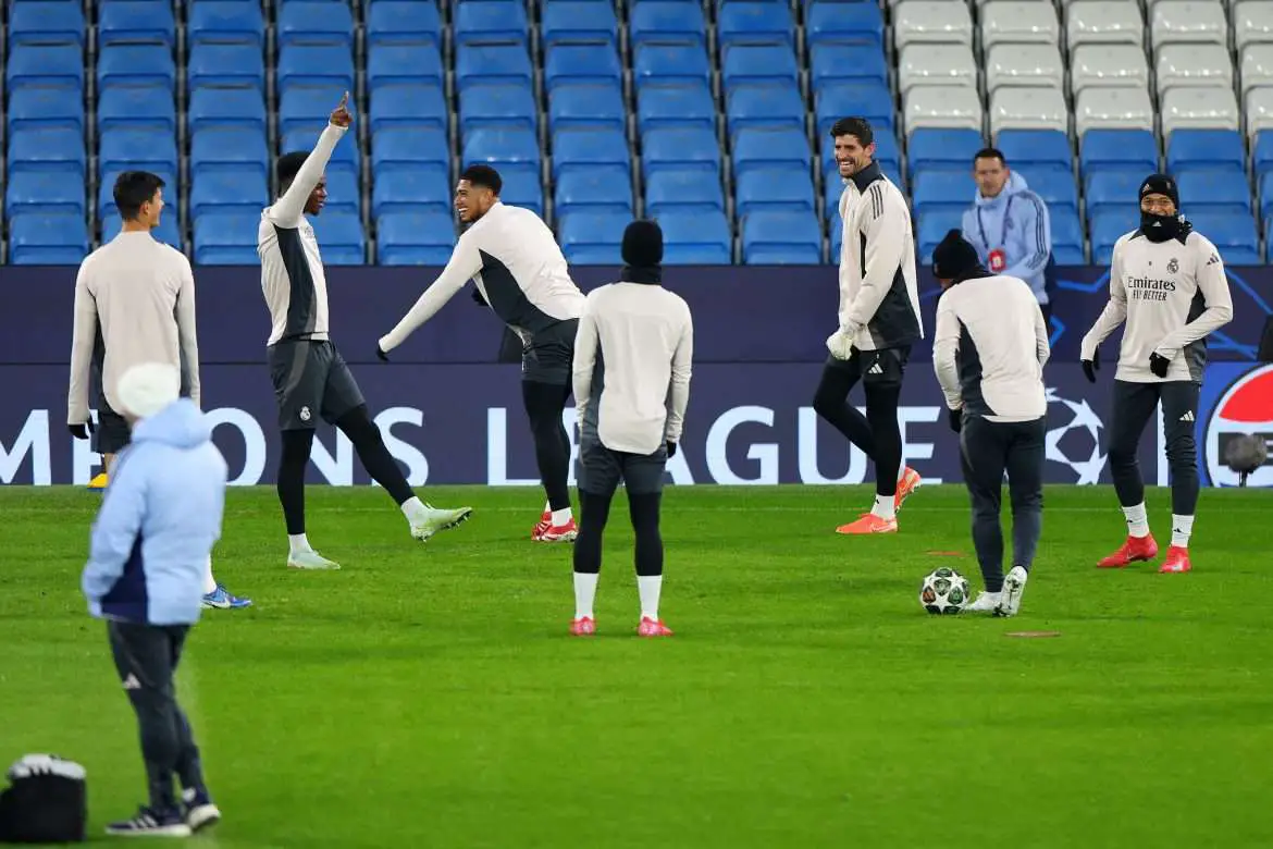 Real Madrid C.F. Training And Press Conference – UEFA Champions League 2024/25 League Knockout Play-off First Leg