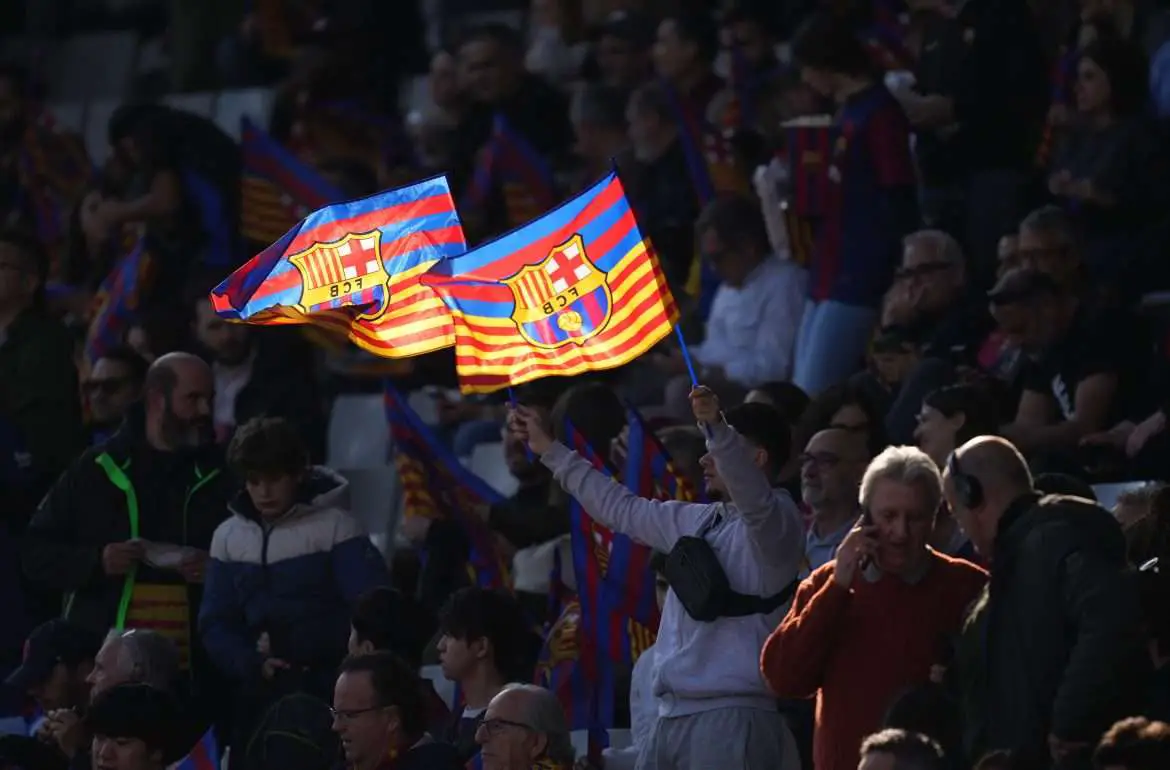 FC Barcelona fans waving flags