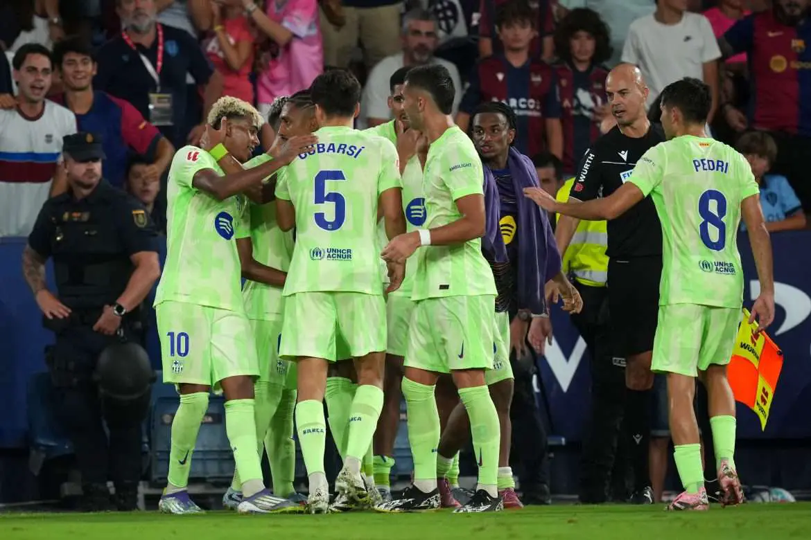 Barcelona players celebrating